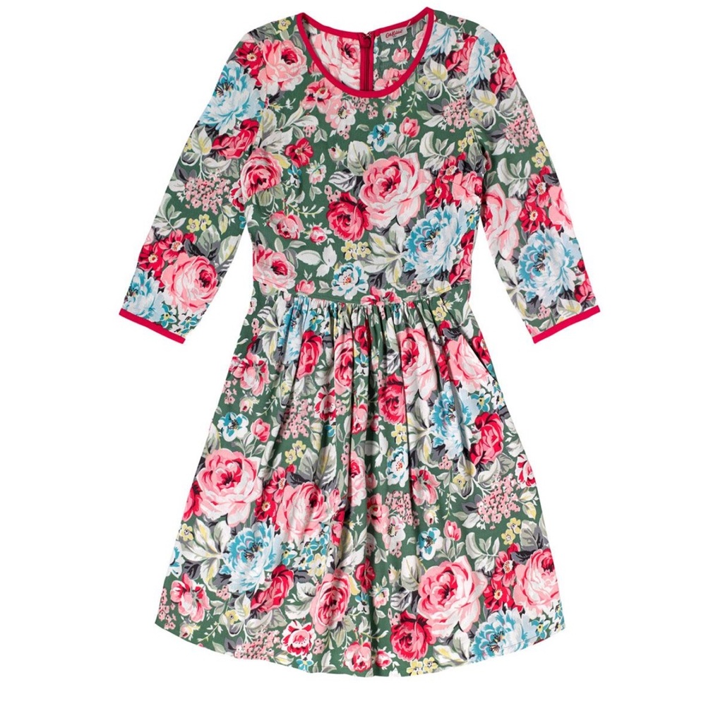 Cath Kidston floral rose garden crepe dress women’s Sz 8 NWT‎